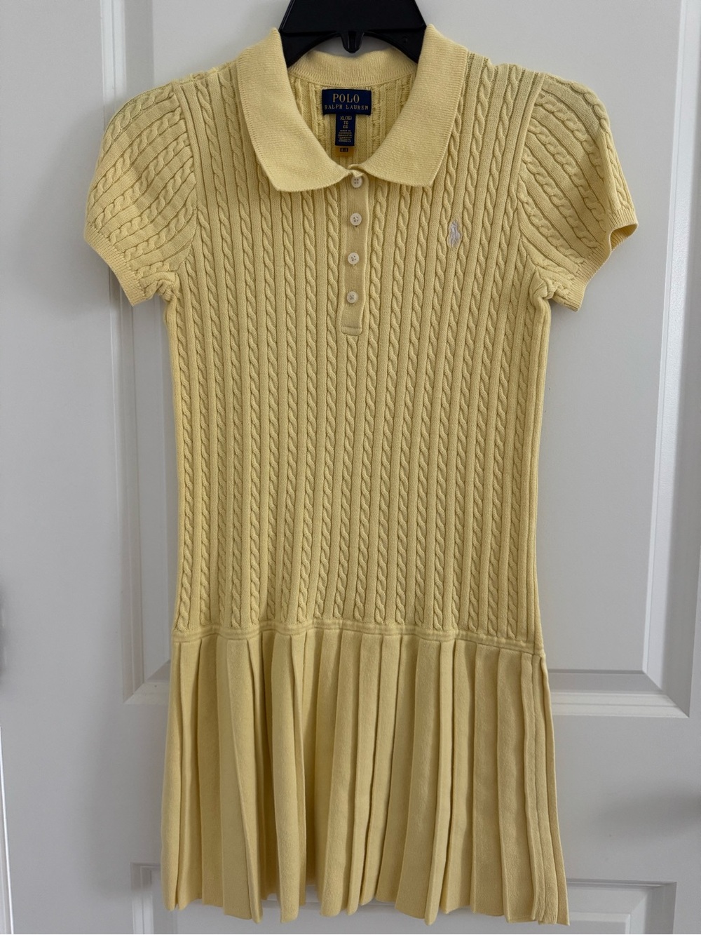 Polo by Ralph Lauren XS (Girls XL) Pale Yellow Cable-Knit Polo Dress